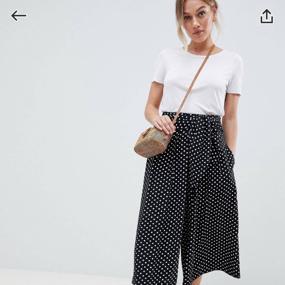 Polka dot culotte with tie waist